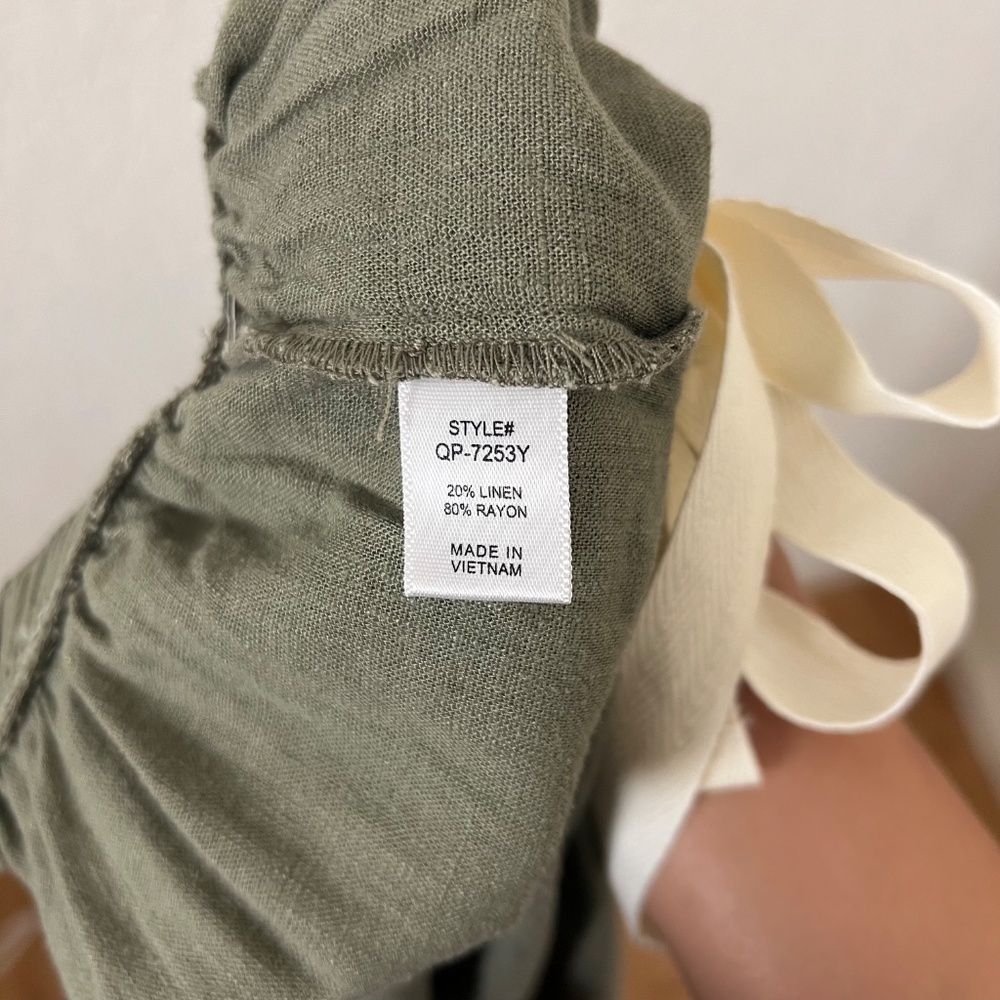 NWT ZENANA Linen Blend Pants Women's Wide Leg Elastic Band with Draw String - Picture 9 of 10